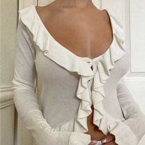 Dolls Kill White Ruffled Sweater Top